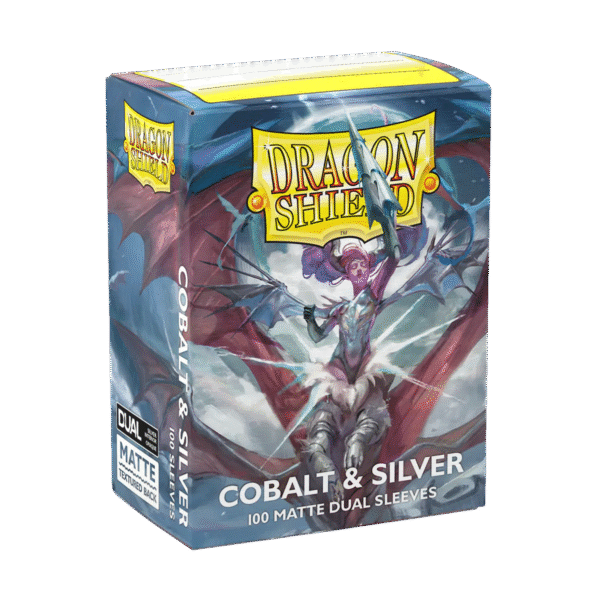 dragon shield cobalt & silver 100 matte dual sleeves