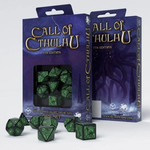 call of cthulhu dice set black and light green