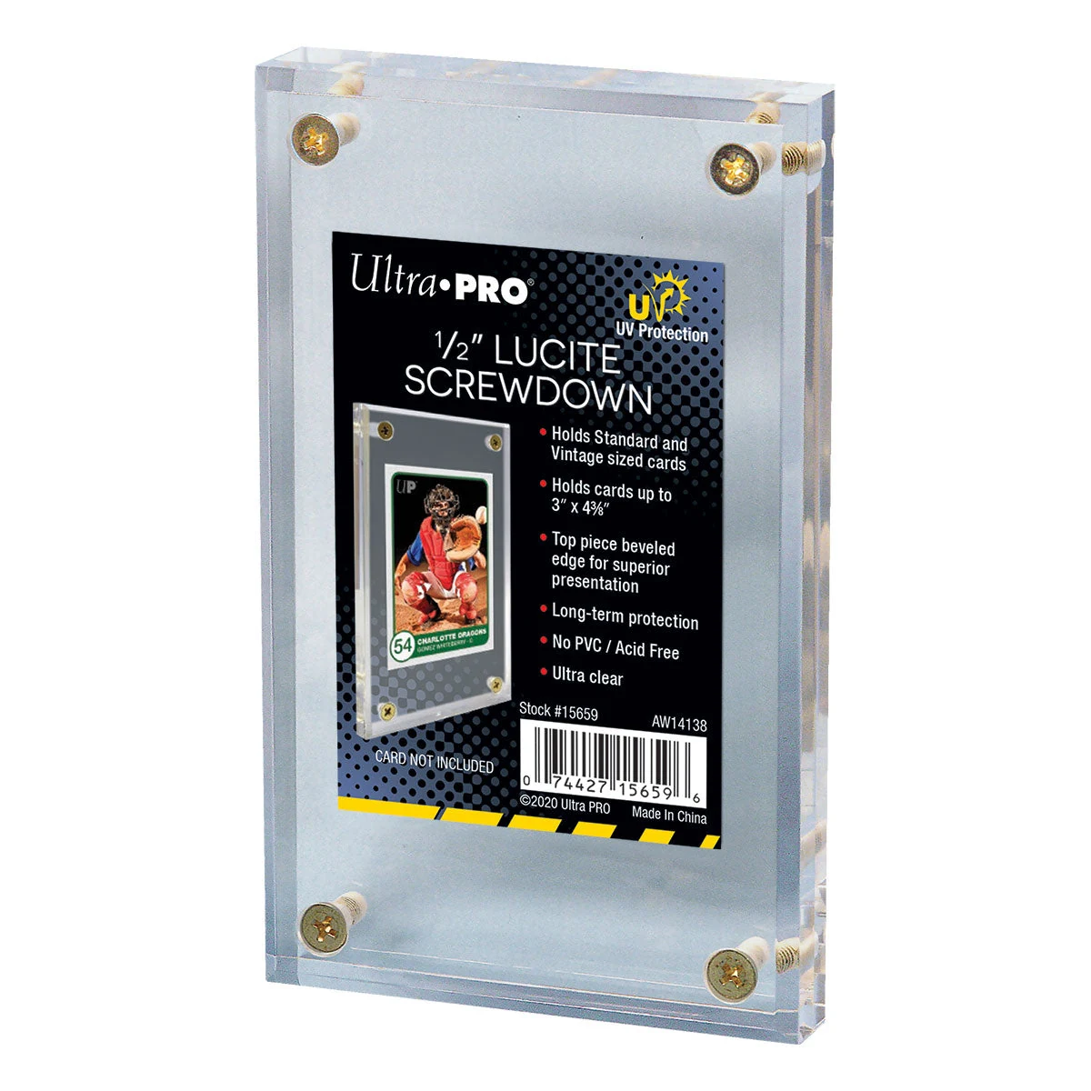 ultra-pro-lucite-uv-half-inch-screwdown Ultra PRO Card Display: Lucite UV 1/2'' Screwdown - Image 1