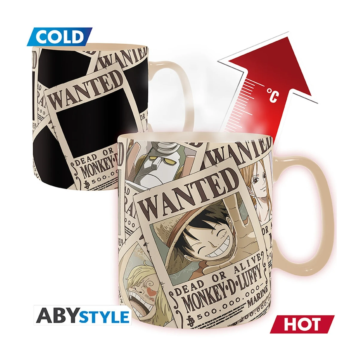 one-piece-wanted-heat-change-mug-460ml One Piece - Wanted Heat Change Mug - Image 1